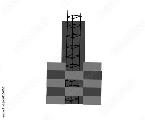 Vector illustration gray cement cinder blocks for building and construction. Concrete cinder block icon used for masonry.