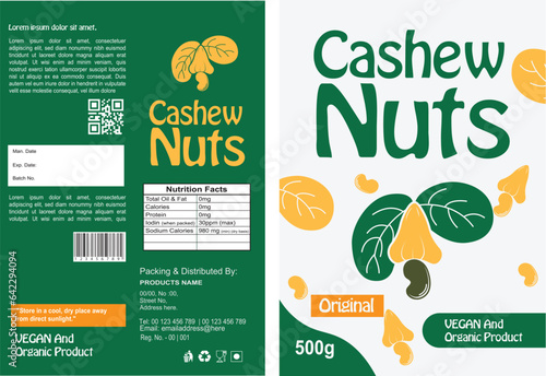 Cherry Nuts Label Vector Design Template. Organic Food Packaging Design Layout.
