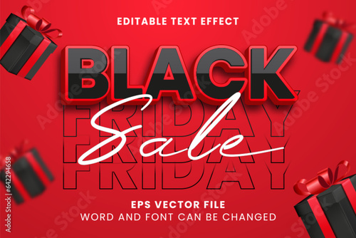 Black friday sale red and black 3d vector text effect