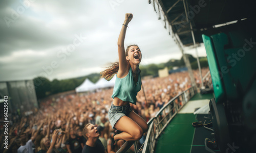 Enthusiastic crowd climbing a fence.