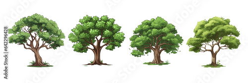 set of trees isolated on white