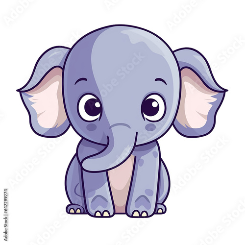 kawaii sticker  A cute Elephant stirring  designed with colorful contours and isolated