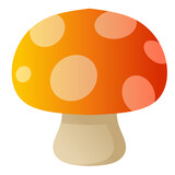 Autumn mushroom vector illustration. Fall season mushroom icon with gradient color. Fall season graphic resource for autumn icon, sign, symbol or decoration. Orange mushroom for icon autumn harvest
