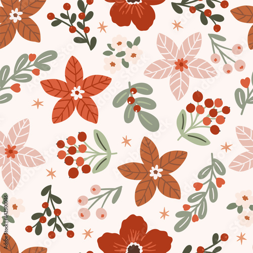 Warm Christmas patternsSeamless pattern, digital paper repeating background for fabric, wallpaper, wrapping paper and surface design