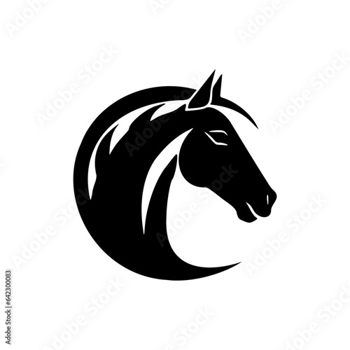 Fototapeta Naklejka Na Ścianę i Meble -  ﻿A horse logo that is simple and minimalistic in black and white colors. Vector Illustration.