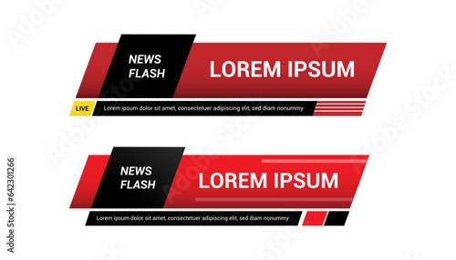 Lower third sport news red black color simple elegant style vector illustration.