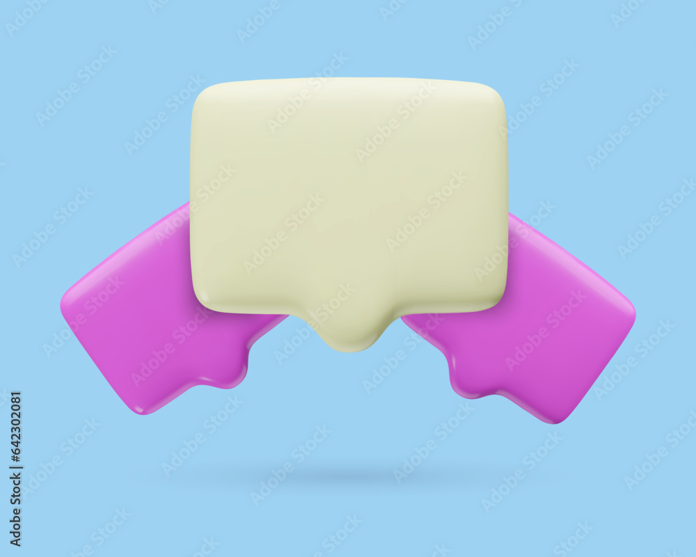 3d blank Speech Bubbles. Three dimensional white and purple chat boxes with copy space for text. 3d blank Speech Bubbles. Three dimensional white and purple chat boxes with copy space for text.