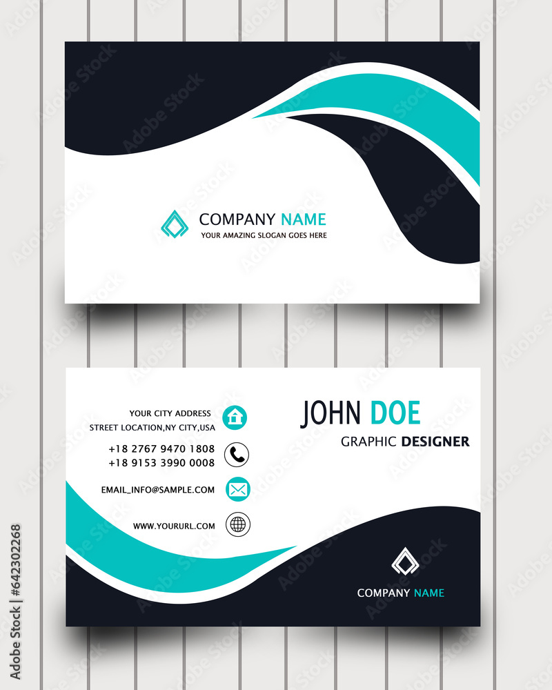 Modern simple light business card template - Flat Design - Vector Illustration