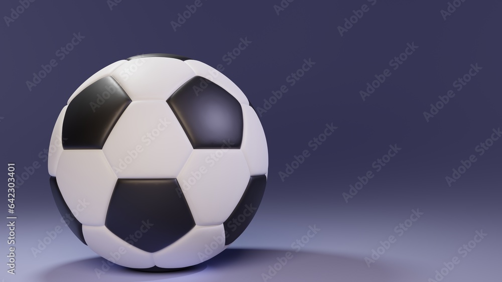 Fototapeta premium Cute 3d illustration of soccer ball against gradient blue background. Minimal concept. 3d illustration highly usable. Football, Champions league, sport.