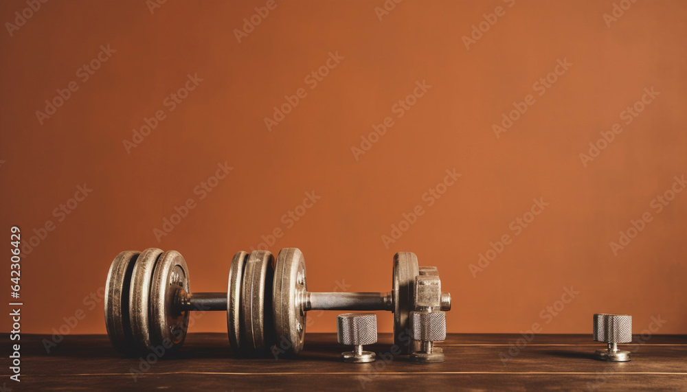 Strength in Simplicity: Steel Dumbbell and Weights on Brown Strength in Simplicity: Steel Dumbbell and Weights on Brown