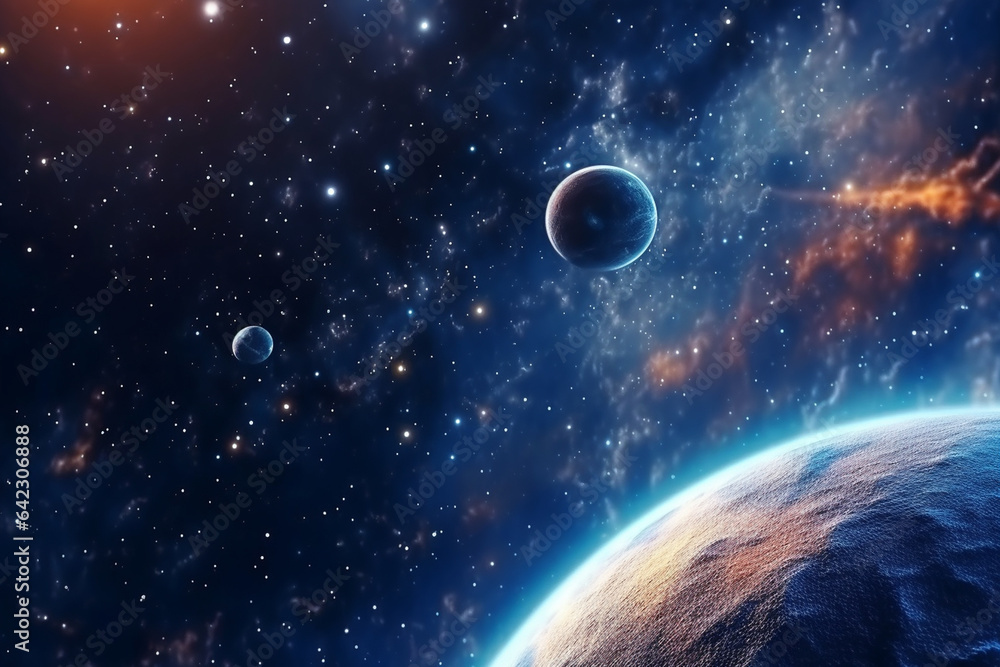 Planets and galaxy, science fiction wallpaper. Beauty of deep space