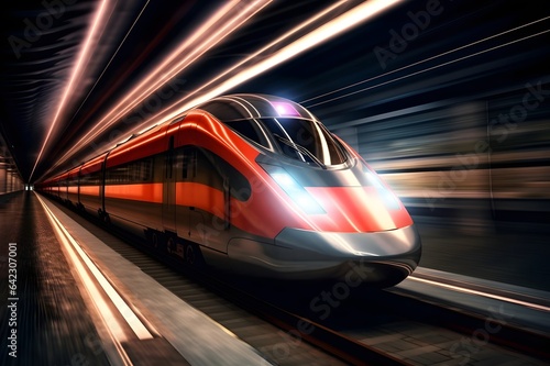 High speed train with motion blur background