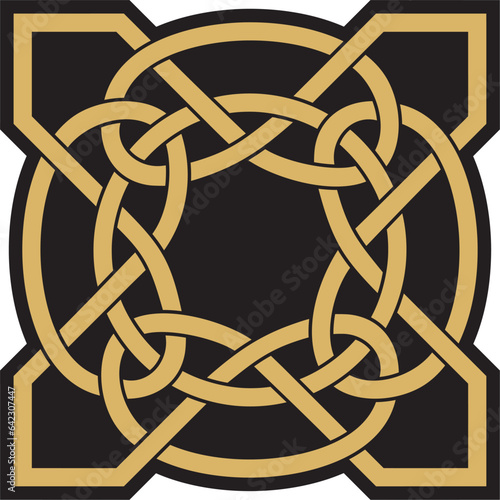 Vector gold and black Celtic knot. Ornament of ancient European peoples. The sign and symbol of the Irish, Scots, Britons, Franks.