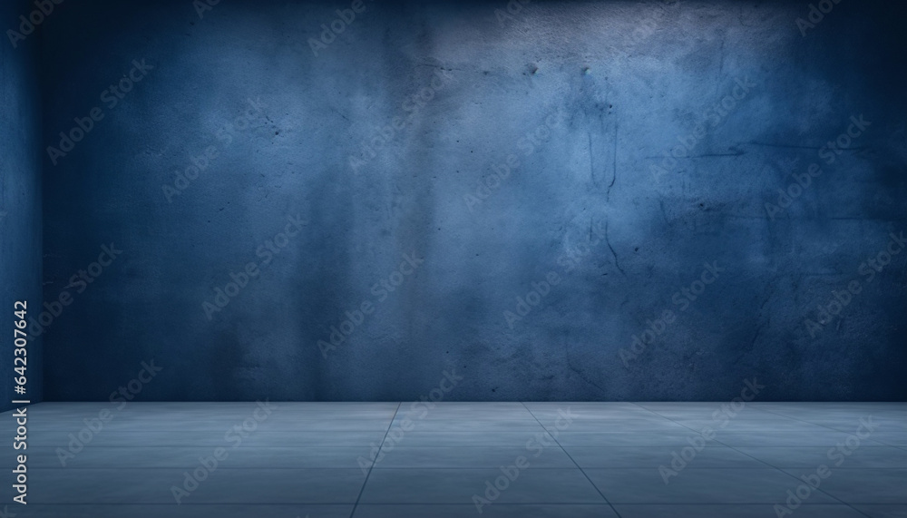 Abstract Elegance: Empty Dark Blue Cement Wall in Studio Room Abstract Elegance: Empty Dark Blue Cement Wall in Studio Room