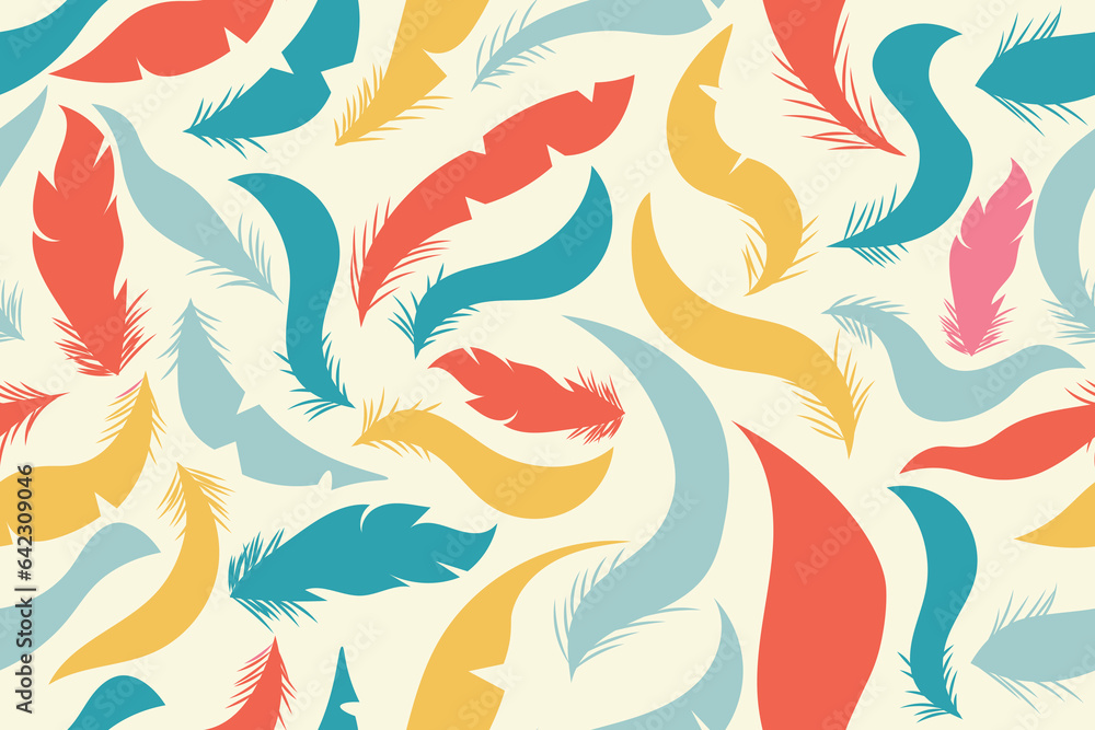 Obraz premium BEAUTIFUL SEAMLESS FEATHERS VECTOR ILLUSTRATION