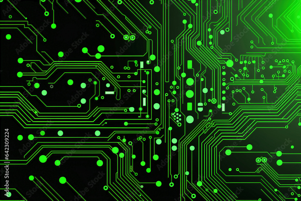 Obraz premium The printed circuit board of a modern computer. Motherboard for electronic systems and equipment.