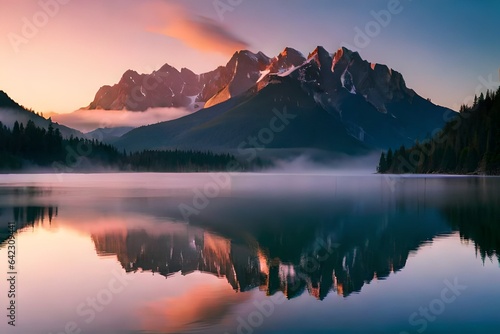  A Mesmerizing Sunset Over the Tranquil Lake