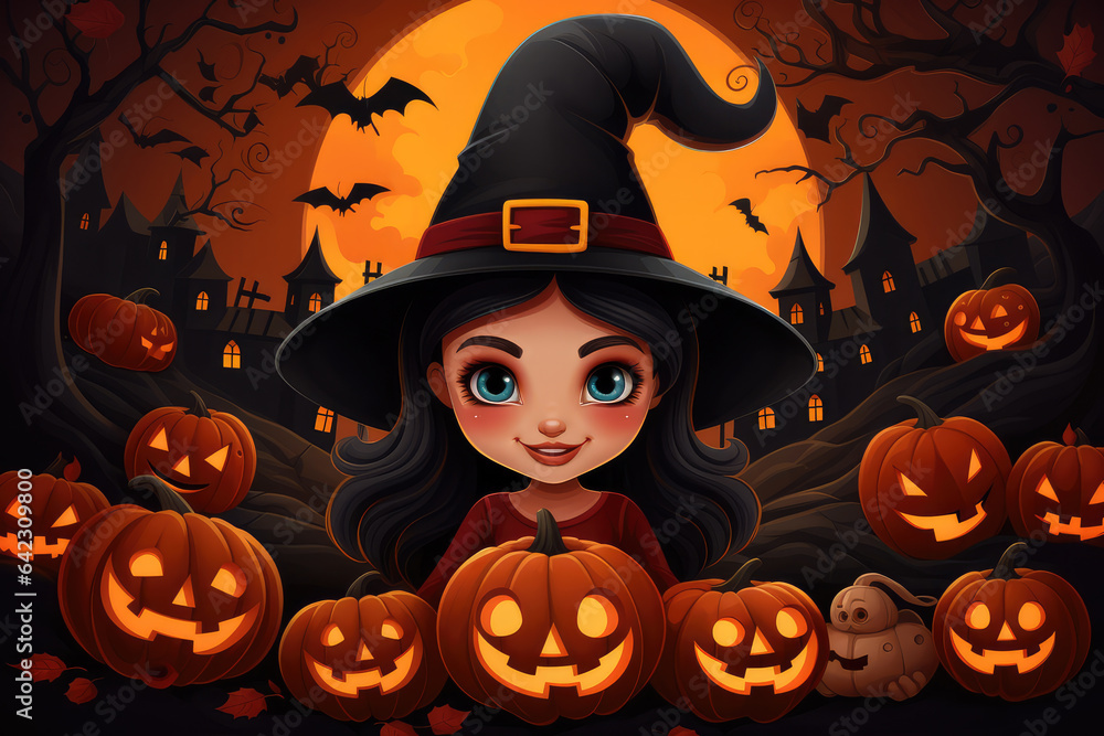 illustration design halloween background with spooky pumpkins illustration design halloween background with spooky pumpkins