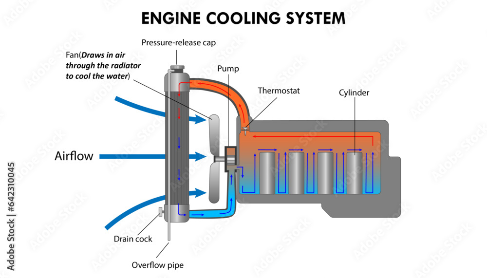 Diagram Of The Engine Cooling System Of A Car The Radiator Stock Diagram Of The Engine Cooling System Of A Car The Radiator Stock
