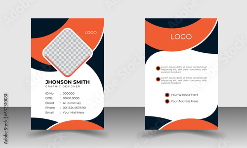 Modern and creative Corporate Business identity card design for employees with orange and black color variation