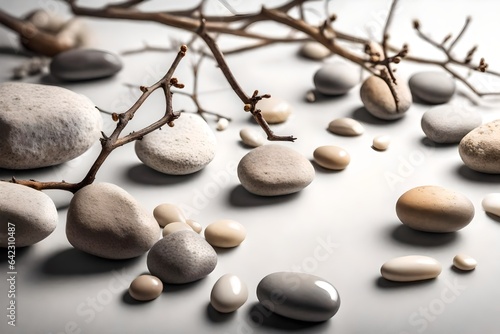 zen stones and leaves generated by AI technology