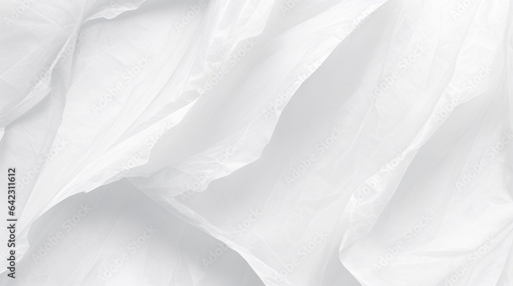 Obraz premium white transparent crumpled and creased plastic poster texture background with wet plastic wrap 