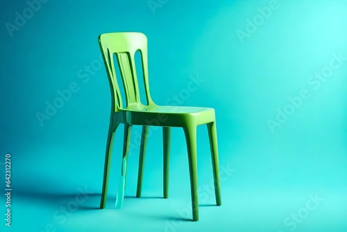 green chair on blue