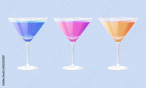 Vector glass of cosmopolitan cocktail on white. color illustration summer alcohol drink