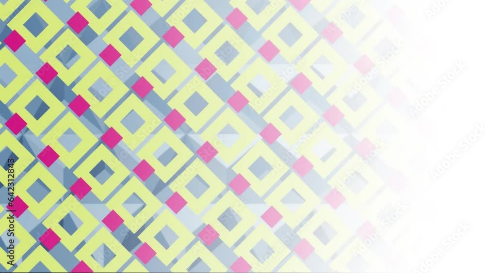 Animation of looping rhombuses over 3d triangles against blue background Animation of looping rhombuses over 3d triangles against blue background