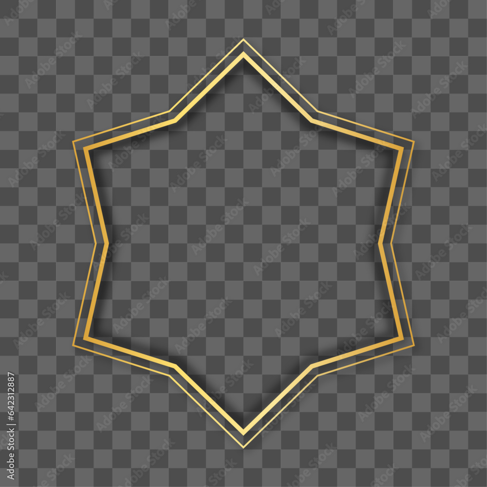 vector metallic gold frame on a transparent styled background Stock