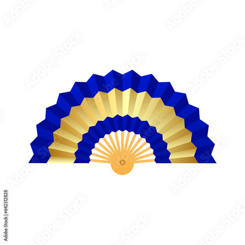 Vector isolated chinese fans illustration. blue folding fans