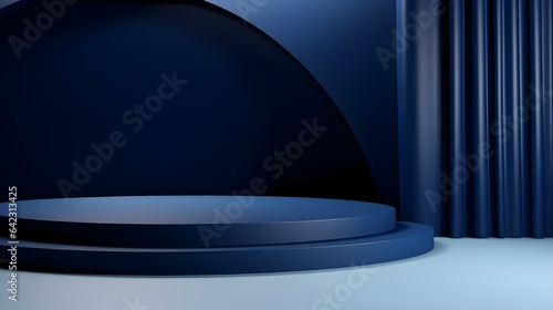 Modern Studio Background in navy Colors. Elegant Room for Product Presentation
