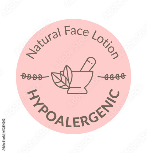 Natural face lotion, hypoallergenic ingredients