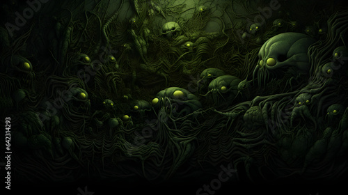 Dark Green Horror Background
