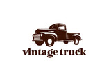 vintage classic pickup truck illustration 