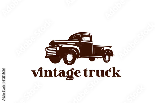 vintage classic pickup truck illustration 