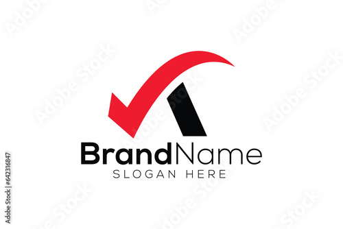 Trendy and Professional letter A check mark done logo design vector template