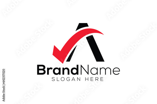 Trendy and Professional letter A check mark done logo design vector template