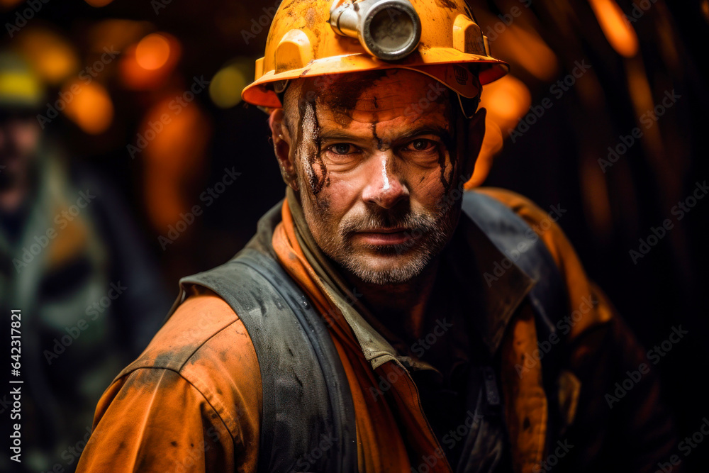 A hardworking miner wearing protective gear A hardworking miner wearing protective gear