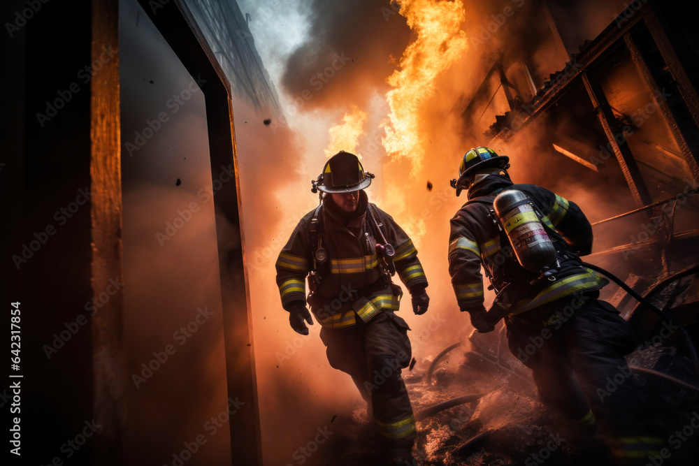 Photo of firefighters battling a large blaze Photo of firefighters battling a large blaze