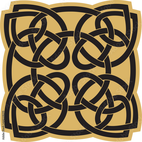 Vector gold and black Celtic knot. Ornament of ancient European peoples. The sign and symbol of the Irish, Scots, Britons, Franks.