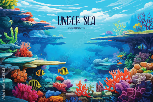 Hand drawn painting of under sea