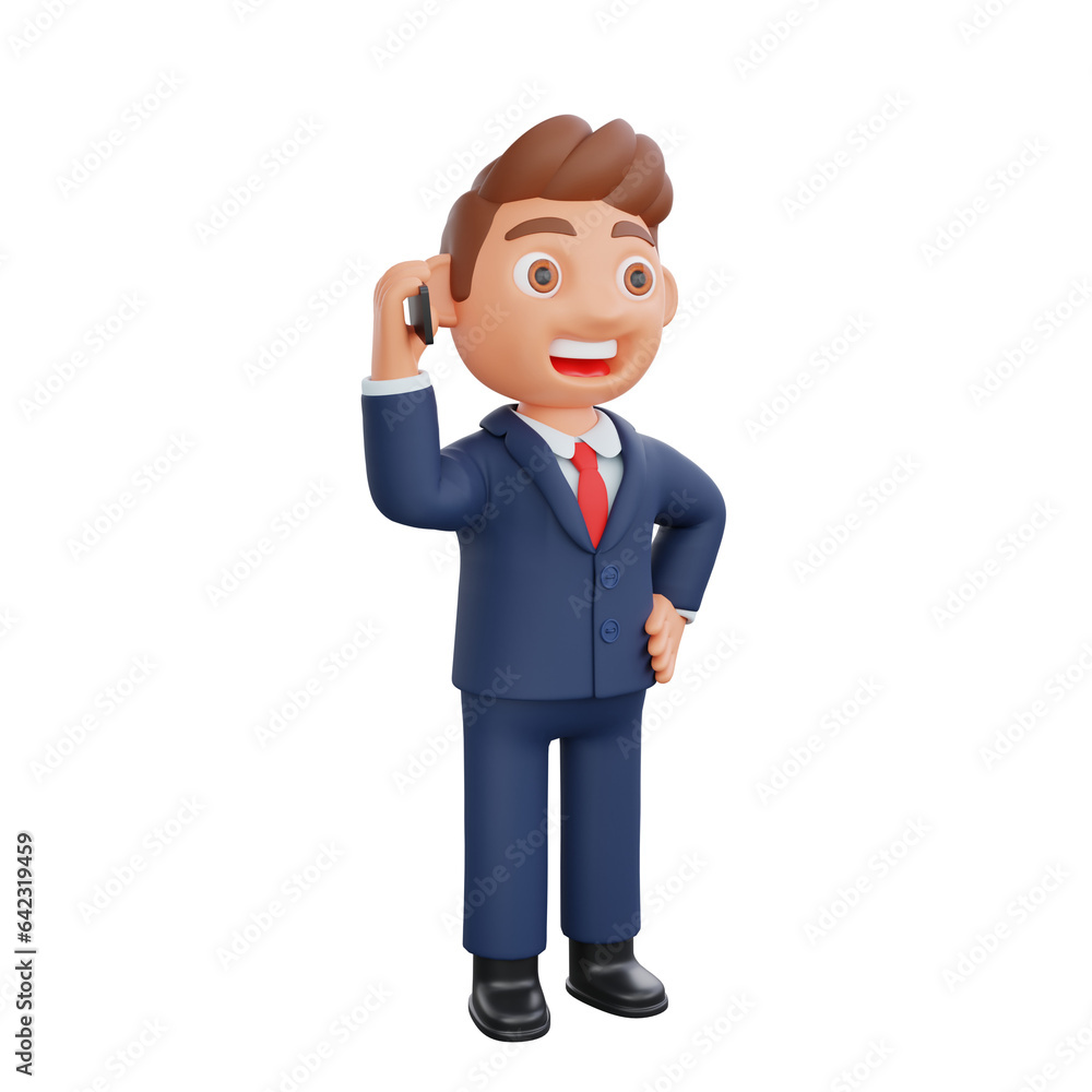 3d Businessman talking on cellphone