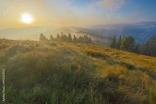 Photo of dawn in the mountains