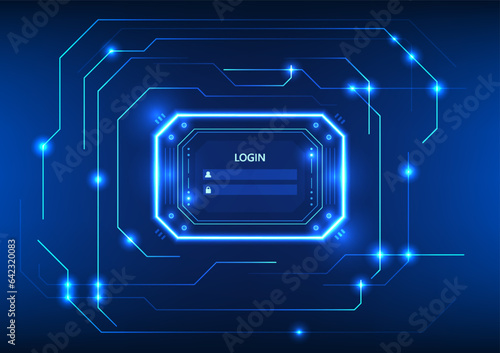 Screen technology background Login screen with a circuit board surrounding it It is a vector illustration designed to look modern and high-tech. Suitable for work related to technology.
