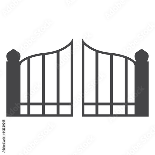 Wrought iron gate icon, gate icon vector illustration isolated on white background.