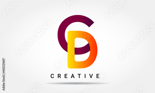 Initial CD letter colorful logo design vector icon illustration