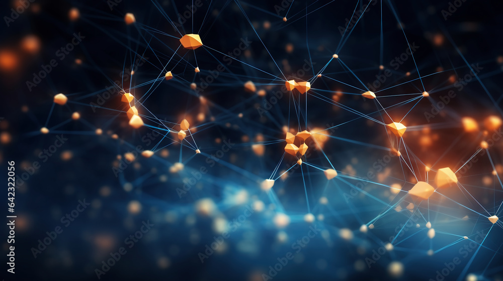 technology, Abstract geometric with connected lines node. Big data visualization, network connection, social networking and digital communication technology concept background technology, Abstract geometric with connected lines node. Big data visualization, network connection, social networking and digital communication technology concept background