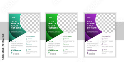 Caproate medical flyer design, healthcare flyer modern template,a4 size with 3 color template