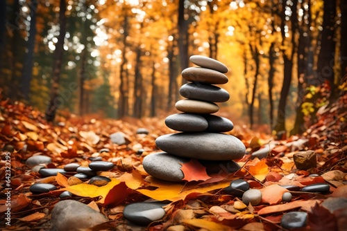 buddha statue in autumn park generated by AI technology